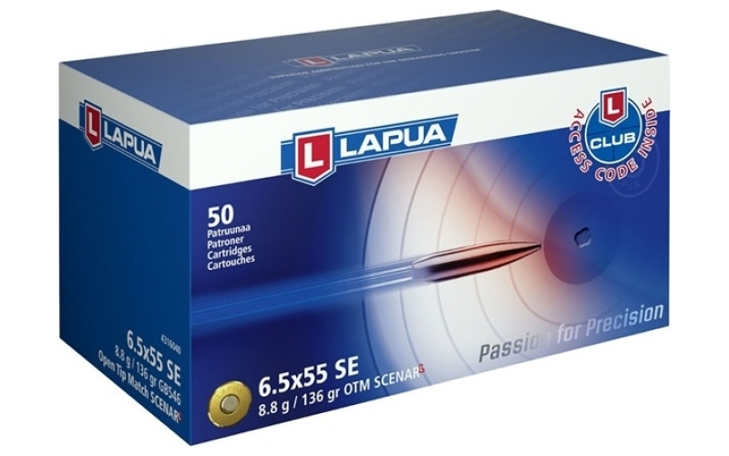 Lapua 6.5xx55 swedish 136gr open tip match 50/box