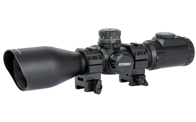 Leapers, Inc. - UTG Accushot Precision Series Rifle Scope, 3-12X44, Illuminated Mil-Dot Reticle, Compact, Adjustable Objective, 36 Colors, Includes EZ-TAP Rings, Black SCP3-UM312AOIEW