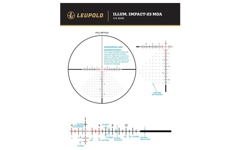 Leupold Vx-6hd 4-24x52mm sfp illuminated cds-tzl3 impact-23 moa blk