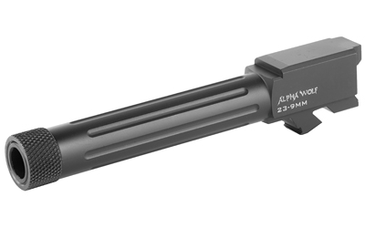 Lone Wolf Distributors AlphaWolf Barrel, 9MM, Salt Bath Nitride Coated, Threaded/Fluted, 416R Stainless Steel, Conversion to 9mm Stock Length, For Glk 23/32, Includes Thread Protector, Made in the USA AW-239TH