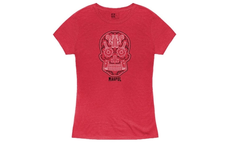 Magpul Industries Women's sugar skull blend t-shirt xl red heather