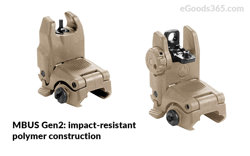 Magpul Industries MBUS Front and Rear Sight Gen 2, Fits Picatinny Rails, Flip Up, Black MAG247 and MAG248 FDE