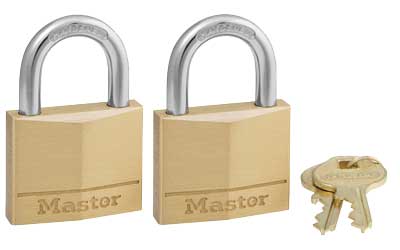 MasterLock 140 Lock, Brass, 2 Pack, Keyed Alike 140T