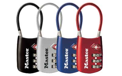 MasterLock One Flexible Combination Shackle Lock, Assorted Blue, Red, Silver or Black. 4688D