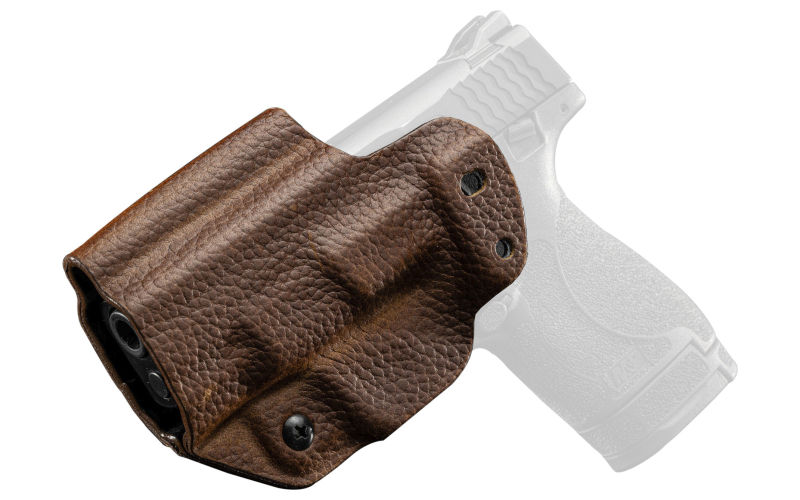 Mission First Tactical Hybrid Holster, Inside Waistband Holster, Ambidextrous, Fits S&W Shield, Kydex with Leather Shell, Includes 1.5" Belt Attachment, Brown H3-SAW-1-BR1