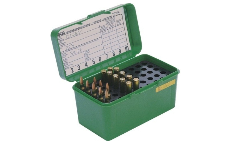 Mtm Case-Gard Handle carry rifle ammo box 22-250 rem-308 win 50 rd green