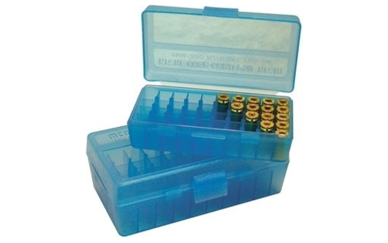 Mtm Case-Gard Flip top pistol ammo box 9mm-380 acp 50 round blue