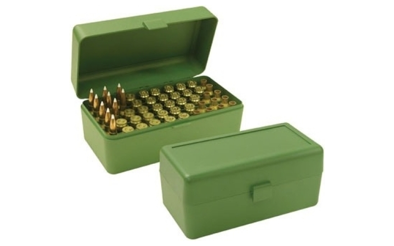 Mtm Case-Gard Flip top rifle ammo box 25 wsm-6.5 prc 50 rnd green