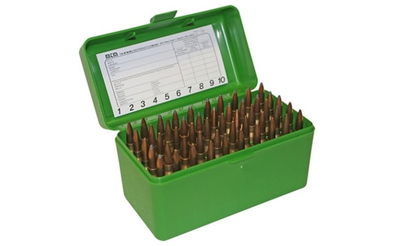 Mtm Case-Gard Flip top rifle ammo box 223-ruger 6x47 50 round green