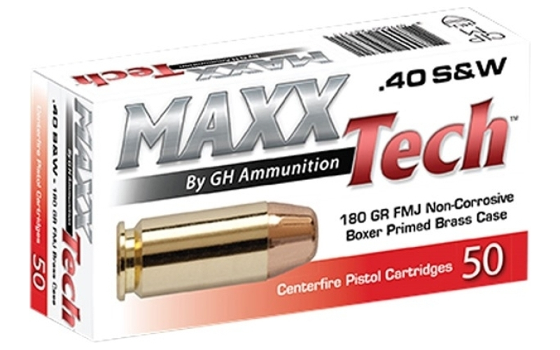 Maxx Tech 40 s&w 180gr full metal jacket 50/box