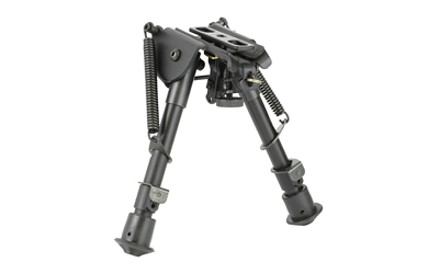 NcSTAR Bipod, Black, Spring Loaded Folding Action, Notched Legs, 3 Adapters Included (AR-15 GI Handguard, Universal Barrel Mount, Weaver/Picatinny Type Rail with Sling Stud), Fits Most Rifles, 5.5"-8" ABPGC2