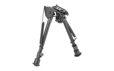 NcSTAR Bipod, Black, Spring Loaded Folding Action, Notched Legs, 3 Adapters Included (AR-15 GI Handguard, Universal Barrel Mount, Weaver/Picatinny Type Rail with Sling Stud), Fits Most Rifles, 7"-11" ABPGF2
