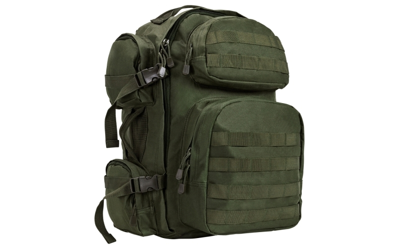 NCSTAR Tactical Backpack, 18" x 12" x 6" Main Compartment, Nylon, Green, Adjustable Shoulder Straps, Exterior PALS/ MOLLE Webbing, Hydration Bladder Compatible CBG2911