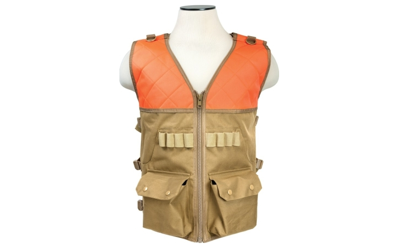 NCSTAR Hunting Vest, Blaze Orange, Shotshell Elastic Loops, Large Game Pouch, (2) Large Main Front Pockets, Adjustable Side Straps CHV2942TO