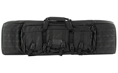 NCSTAR Double Carbine Case, 42" Rifle Case, Nylon, Black, Exterior PALS Webbing, Interior Padded with Thick Foam, Accommodates two Rifles CVDC2946B-42