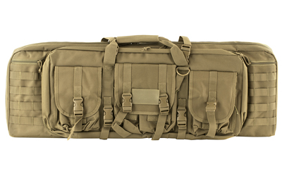 NCSTAR Double Carbine Case, 36" Rifle Case, Nylon, Tan, Exterior PALS Webbing, Interior Padded with Thick Foam, Accommodates two Rifles CVDC2946T-36