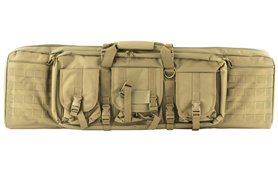 NCSTAR Double Carbine Case, 42" Rifle Case, Nylon, Tan, Exterior PALS Webbing, Interior Padded with Thick Foam, Accommodates two Rifles CVDC2946T-42