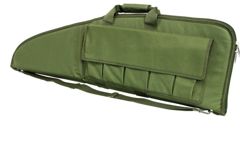 NCSTAR 2907 Series Rifle Case, Green, Nylon, 36" Length, Includes 5 Exterior Mag Pouches, Extra Wide to Allow Room for Scoped Rifles CVG2907-36