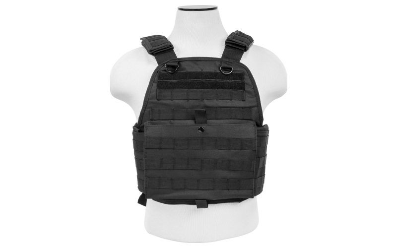 NCSTAR Plate Carrier Vest, Nylon, Black, Size Medium-2XL, Fully Adjustable, PALS/ MOLLE Webbing, Compatible with 10" x 12" Hard Plates CVPCV2924B