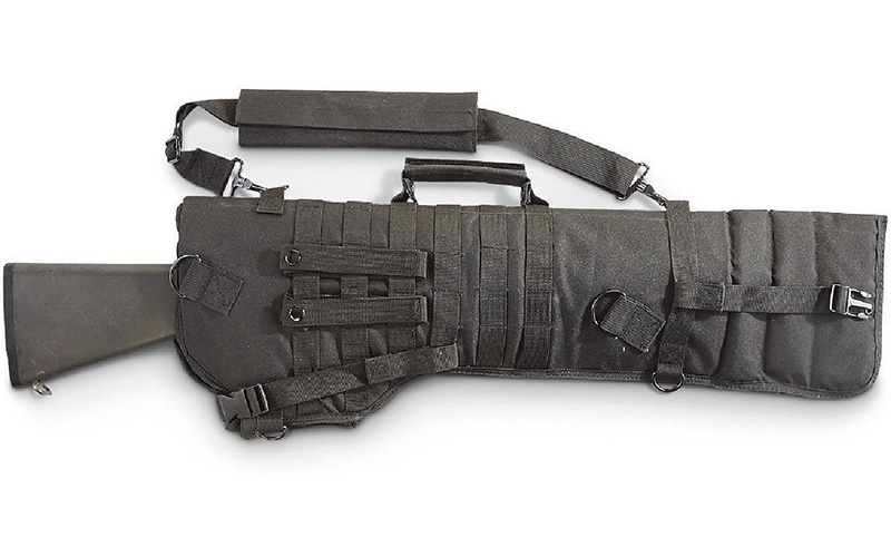 NCSTAR Rifle Scabbard, Black, Nylon, 22" Length, Six Metal D-Ring locations, Includes Padded Shoulder Sling CVRSCB2919B
