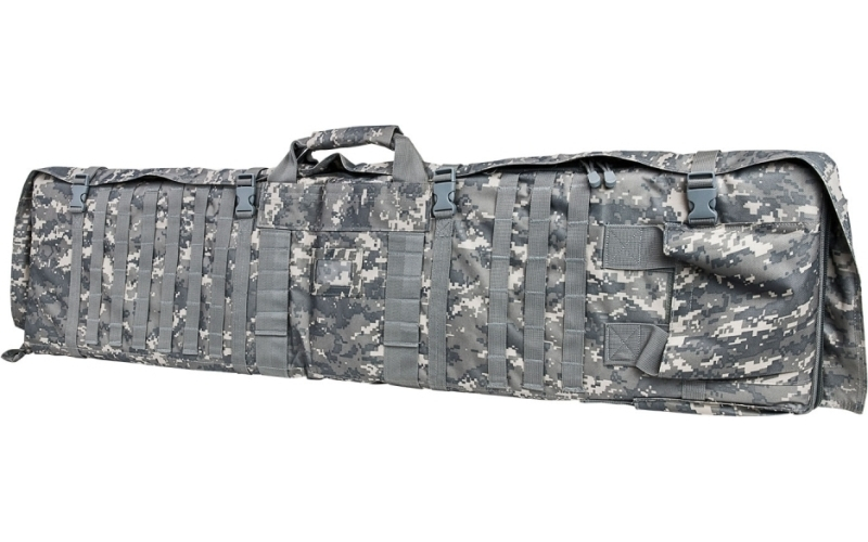 NCSTAR Rifle Case Shooting Mat, 48" Rifle Case, Unfolds to 66" Shooter's Mat, Nylon, Gray Digital Camo, Exterior PALS Webbing, Includes Backpack Shoulder Straps CVSM2913D