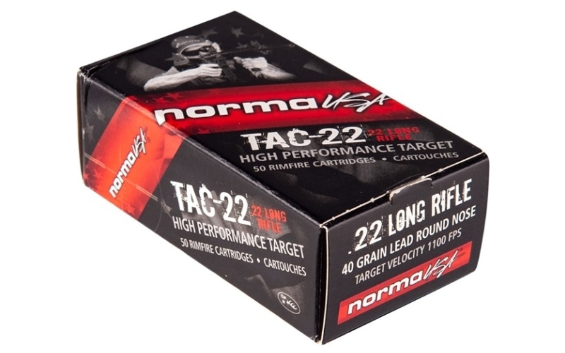 Norma 22 long rifle 40gr lead round nose 50/box