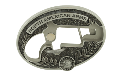 North American Arms Long Rifle Oval Ornate Belt Buckle, For 1 1/8 Long Rifle only, Secure Clip Release, Fits Belts 1" to 1 1/2" Wide BBO-L