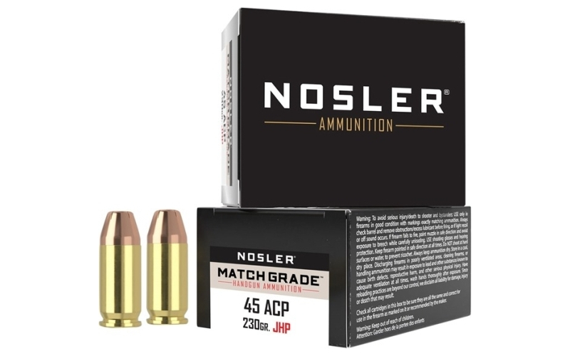 NOSLER 45 auto 230gr jacketed hollow point 20/box