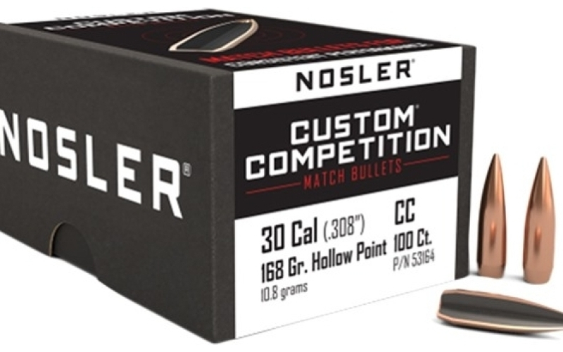 NOSLER 30 caliber (0.308'') 168gr hollow point boat tail 100/box