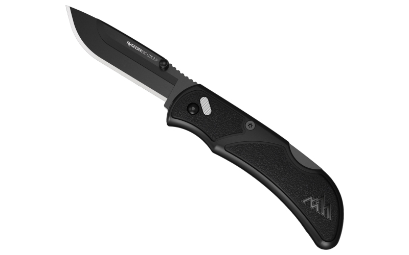 Outdoor Edge Razor EDC Lite, Folding Knife, Plain Edge, 2.5" Blades, 420J2 Stainless Steel, Includes (2) Drop Point Blades, Black Oxide Blade Finish, Black Handle RCK25-2C