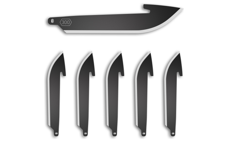 Outdoor Edge Razor EDC Blades, Plain 3" Blades, Drop Point, 420J2 Stainless Steel, Black Oxide Finish, 6 Pack RR30K-6C