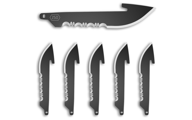 Outdoor Edge Razor EDC Blades, Serrated 2.5" Blades, Drop Point, 420J2 Stainless Steel, Black Oxide Finish, 6 Pack RRS25K-6C