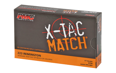 PMC Ammunition XTAC Match, 223 Remington, 77 Grain, Open Tip Match, 20 Round Box 223XM