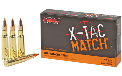 PMC Ammunition XTAC Match, 308 Winchester, 168 Grain, Open Tip Match, 20 Round Box 308XM