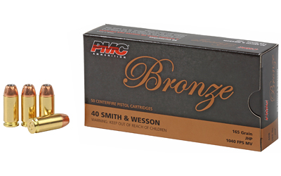 PMC Ammunition Bronze, 40S&W, 165 Grain, Jacketed Hollow Point, 50 Round Box 40B