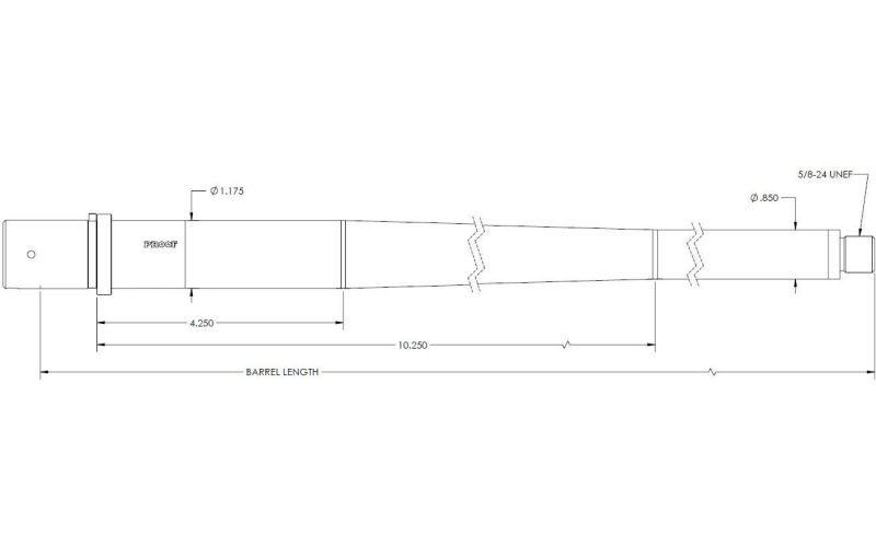 Proof barrel dd delta 5 drop in 6cm 24in 7.5t 4 groove 5/8-24 cf
