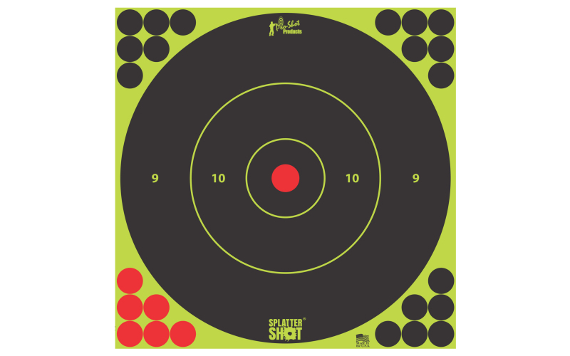 Pro-Shot Products Splatter Shot, 12" Bullseye, Adhesive Target, 5 Pack, Black/Green 12B-GREEN-5PK