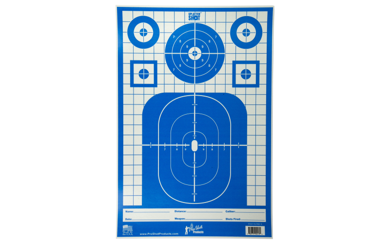 Pro-Shot Products Splatter Shot, 12"x18" Blue Tactical Precision Target, Adhesive Target, 8 Pack, Blue/White TACTPREC-BLUE-8PK