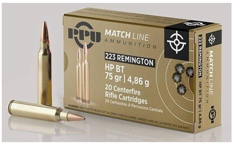 PPU .223 REM MATCH 75GR HPBT 20/1000