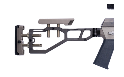 Q Fix Stock, Fully Adjustable Stock and Cheek Riser, Black and Clear Anodized Finish, Fits Q The Fix, Product Finishes, Shade Variations and Other Imperfections Are Normal Due to the Manufacturing Process ACC-FIX-STOCK-GRAY