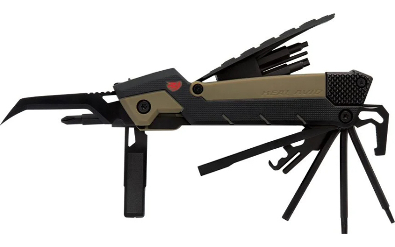 Real Avid Gun Tool Pro AR15, Multi-Tool, Optimized for the AR15, Flat Dark Earth/ Black Finish, Plain Edge Blade, Stainless Steel Construction, Includes FDE Nylon Sheath AVGTPROAR