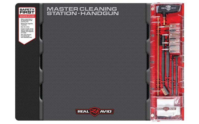 Real Avid Master Cleaning Station, Handgun Cleaning Kit, For .22, .357, .38, .40, .45, 9mm, Deluxe Gun Mat With Set Of Cleaning Tools AVMCS-P
