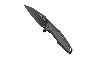 Real Avid RAV-1, Folding Knife, Plain Edge, Matte Finish, Green and Black, Nylon Handle, 3.25" Blade Length, 7.75" Overall Length, Liner Lock, Stainless Steel RAV-1