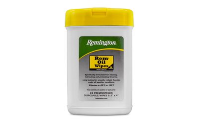 Remington Rem-Oil, Gun Cleaning Wipes, 7" X 8" Wipes, 24 Pack, Pop Up Canister 16325