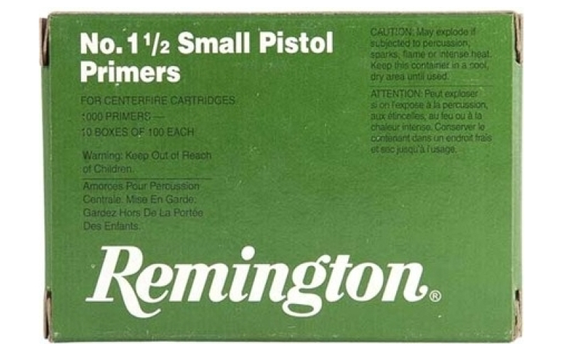 Remington #1-1/2 small pistol primers 1,000/box