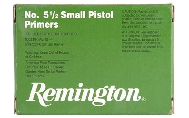 Remington No. 5-1/2 small pistol primers 1,000/box