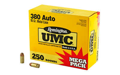 Remington UMC, 380 ACP 95 Grain, Full Metal Jacket, Mega Pack, 250 Round Box 23721