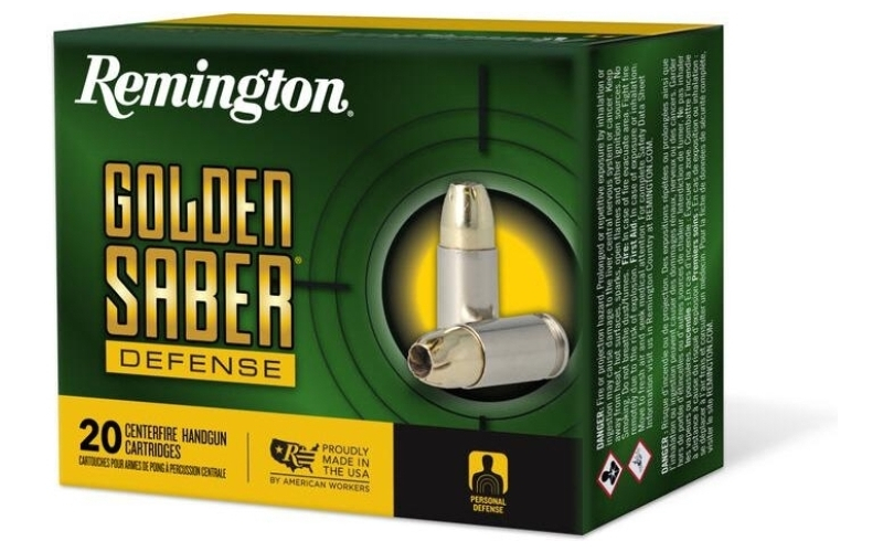 Remington golden saber defense 45 auto +p 185gr bjhp ammo 20rd