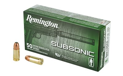Remington Subsonic, 9MM, 147 Grain, Flat Nose Enclosed Bullet, 50 Round Box 28435