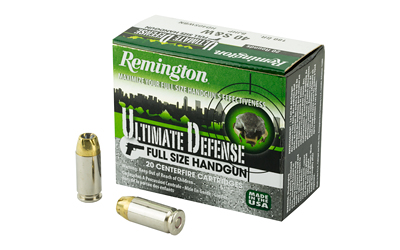 Remington Ultimate Defense, 40S&W, 180 Grain, Brass Jacketed Hollow Point, 20 Round Box 28939
